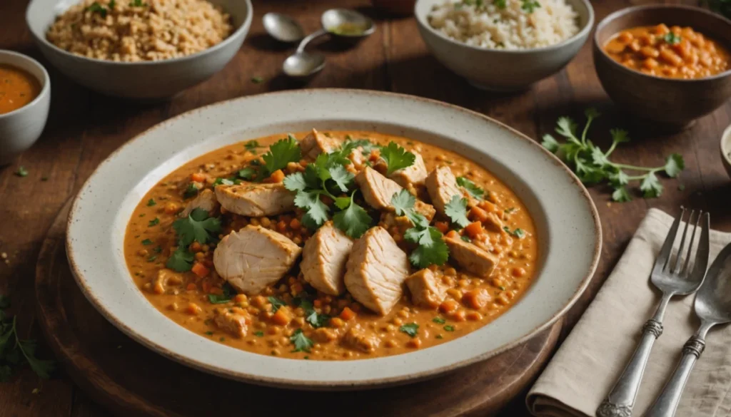 recette poulet lentilles corail lait de coco